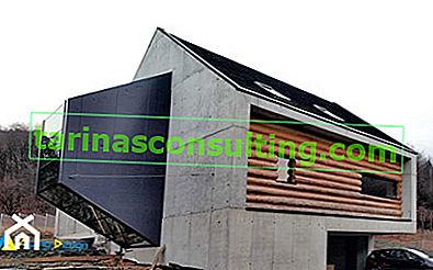 minimalistická betonová a dřevěná fasáda