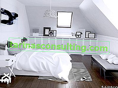 просторна спалня на тавана в модерен стил сканди